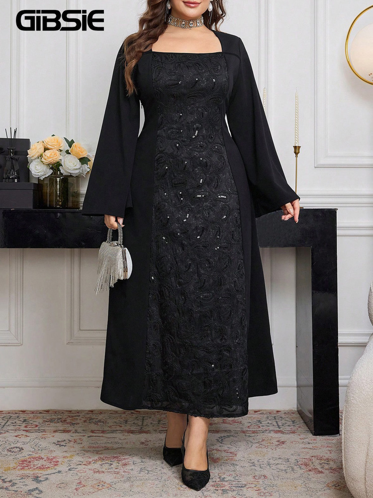 Embroidery Motif - GIBSIE – robe noire à manches