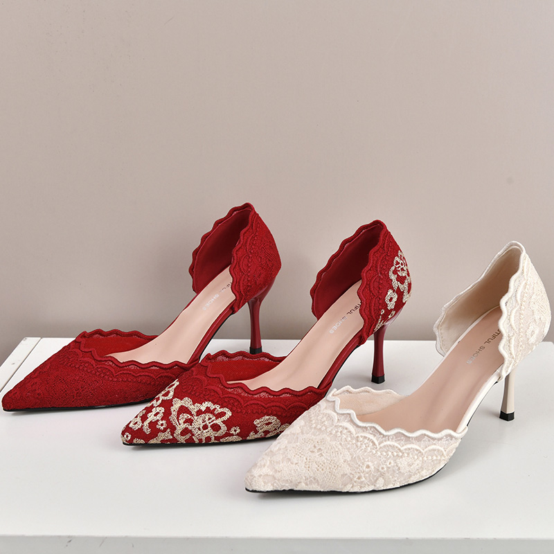 Embroidery Lace - Chaussures de mariée de luxe en