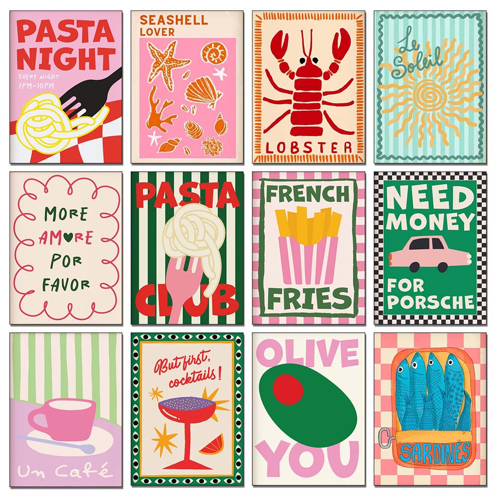 Embroidery Kitchen - Peinture diamant thème pâtes, frites, mosaïque