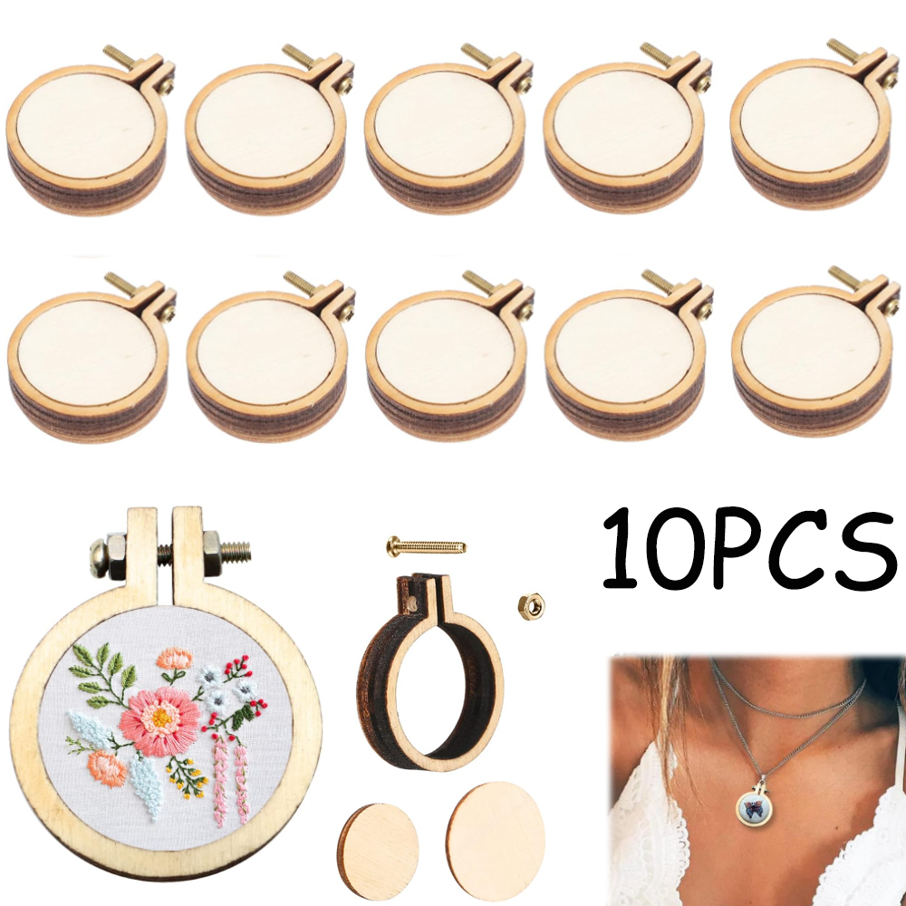 Embroidery X Stitch - Mini cerceau de broderie en bois,