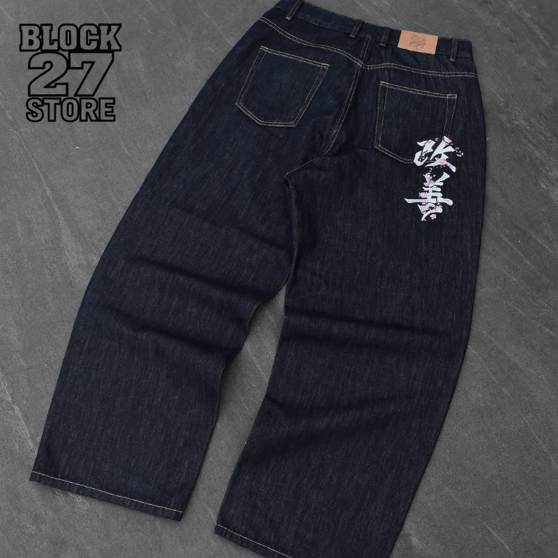 Embroidery Font Free - Jean pour hommes Harajuku Y2K rétro