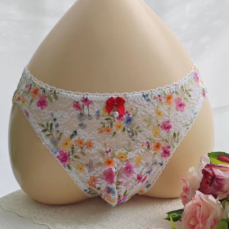 Embroidery Lace - Culotte en dentelle transparente sexy pour