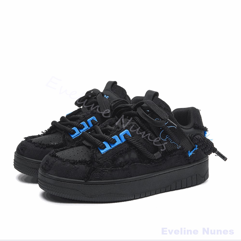 Embroidery Lace - Chaussures de skate à plateforme noires