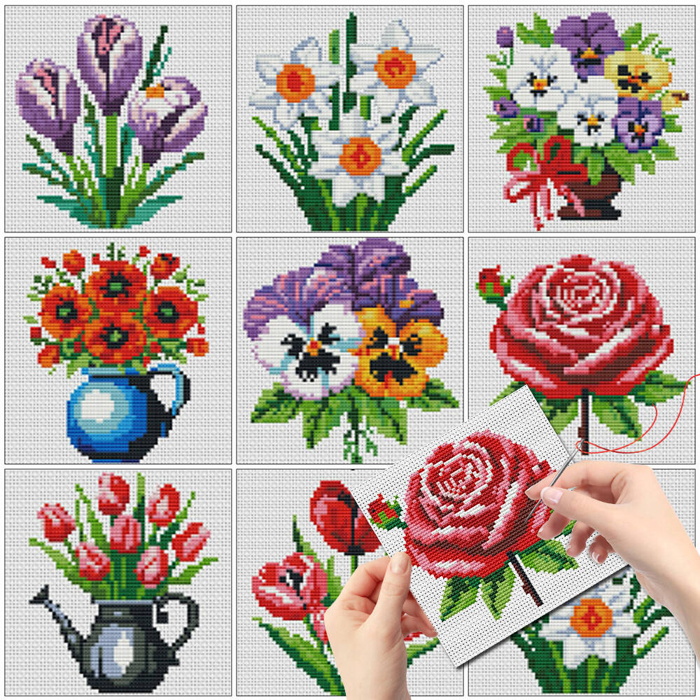 Embroidery X Stitch - Evershine 8 pièces Mini Motif Floral