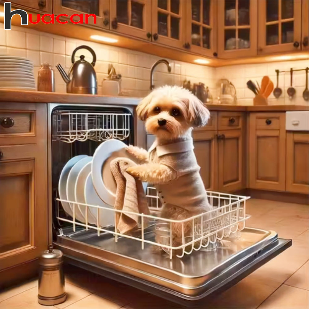 Embroidery Kitchen - Huacan nouveautés diamant peinture chien mignon