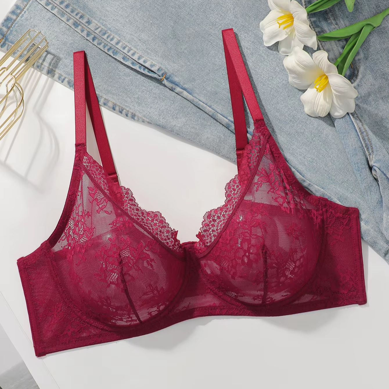 Soutien-gorge transparent en d - Embroidery Lace avis et prix