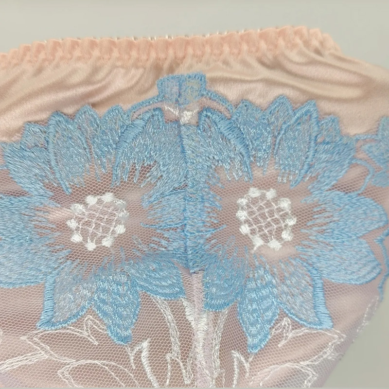 Slip rose brodé en dentelle po - Embroidery Lace avis et prix