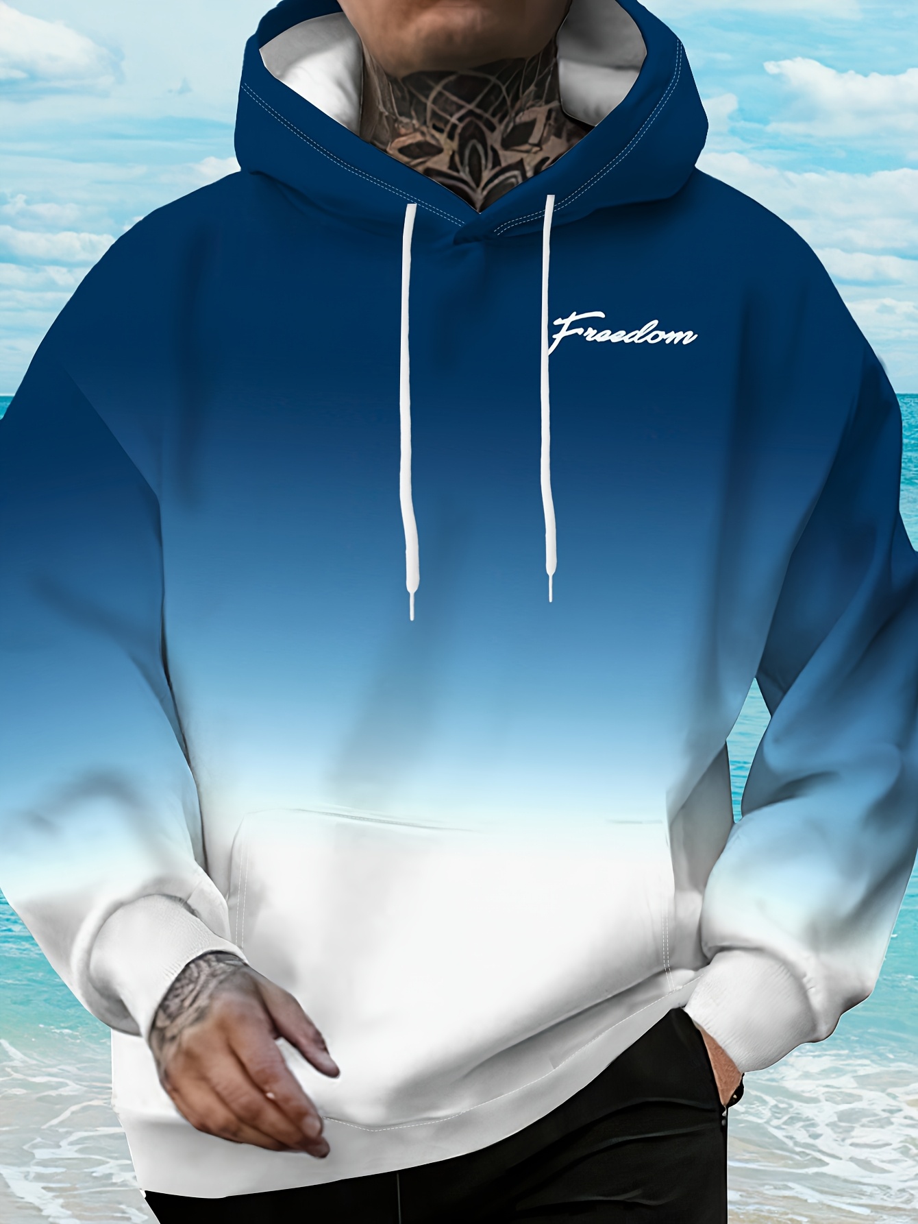Sweat à capuche homme bicolore - Embroidery Font Free avis et prix